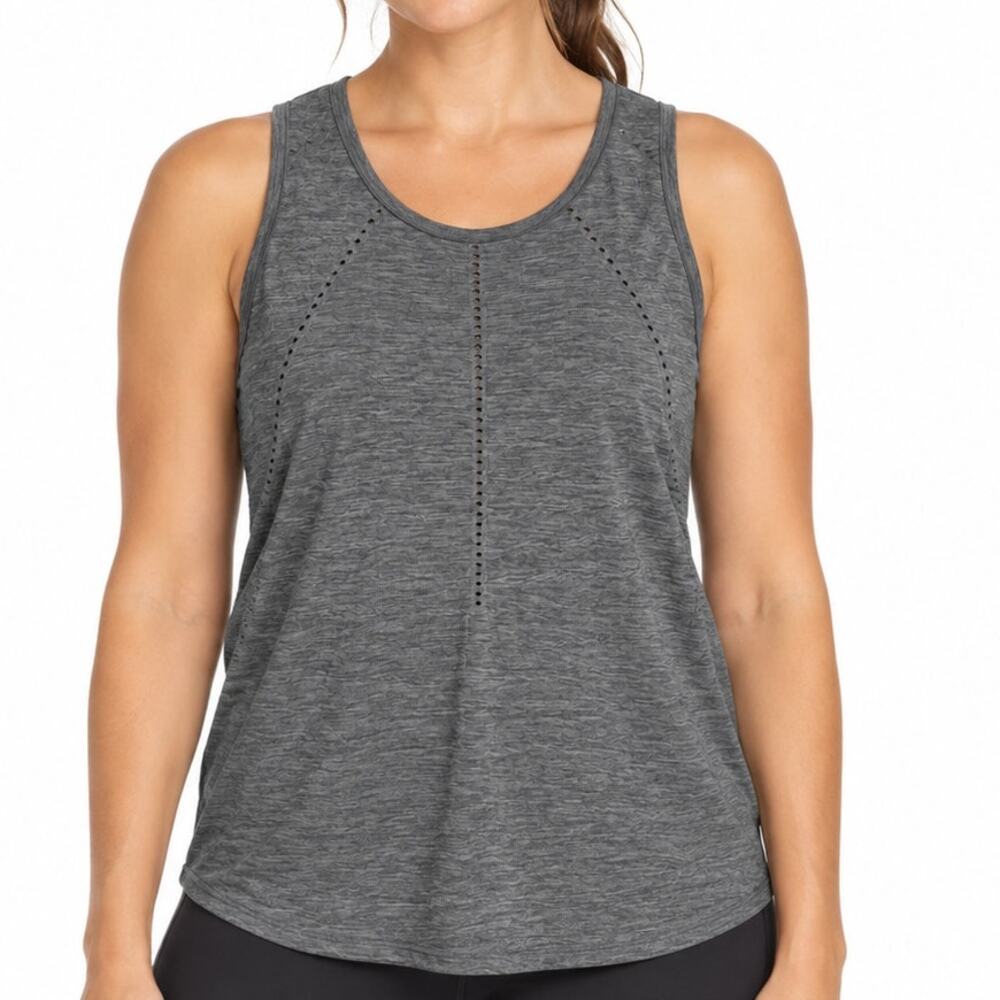 Athleta Foothill Split Back Tank Top Gray Large Seamless Yoga Workout Athletic